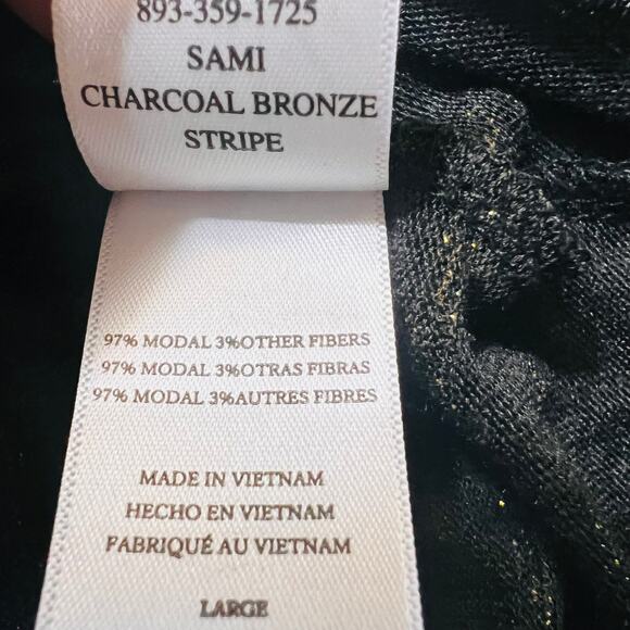 Rails Sami Striped V Neck Long Sleeve Top Size L Large NWT Bronze Charcoal - Picture 6 of 11